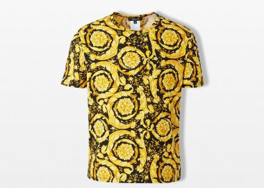 VERSACE Ανδρικό Μαύρο Jersey Stretch Barocco T-shirt - VERSACE - 