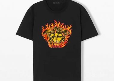 VERSACE Ανδρικό Μαύρο Medusa Flame T-Shirt - VERSACE - 