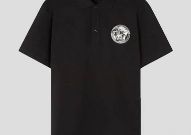 VERSACE Ανδρικό Μαύρο Medusa Polo Shirt - VERSACE - 