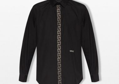 VERSACE Ανδρικό Μαύρο Versace Geometrical Logo Shirt - VERSACE - 