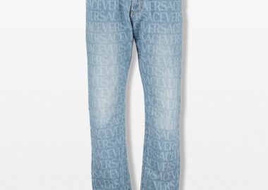 VERSACE Ανδρικό Μπλε Allover Regular Jeans - VERSACE - 