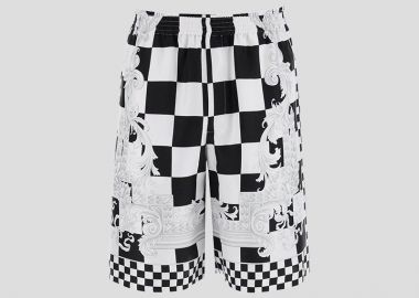 VERSACE Ανδρικό Printed Silk Bermuda Shorts - VERSACE - 