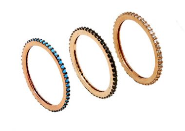 VFJ Ασημένια 3 ολόβερα δαχτυλίδια με ζιργκόν - VFJ-Voulgaris Fashion Jewelry - 