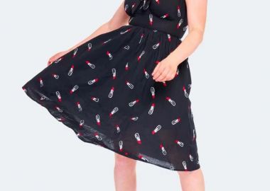 vintage cotton pinup φόρεμα Lipstic - PerfectDress.gr - 