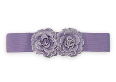 vintage ελαστική ζώνη Double Flower λιλά - PerfectDress.gr - 