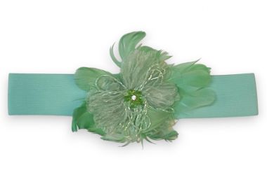 vintage ελαστική ζώνη flower feather μέντα - PerfectDress.gr - 