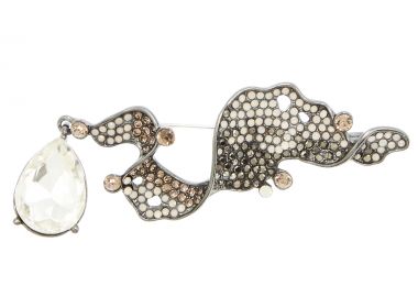 vintage καρφίτσα με πέτρα και strass flowy dog φιμέ - PerfectDress.gr - 