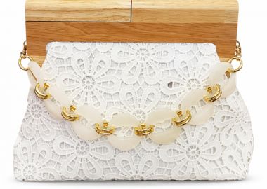 vintage lace τσάντα Madlin λευκό - PerfectDress.gr - 