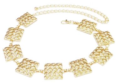 vintage μεταλλική ζώνη Cube gold - PerfectDress.gr - 