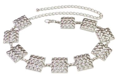 vintage μεταλλική ζώνη Cube silver - PerfectDress.gr - 