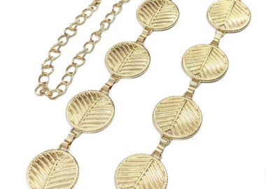 vintage μεταλλική ζώνη Round Leaf gold - PerfectDress.gr - 