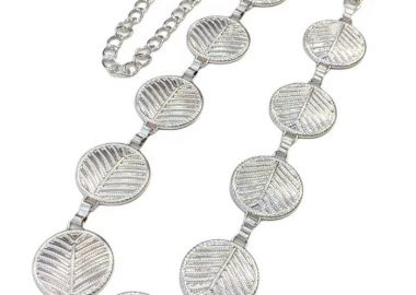 vintage μεταλλική ζώνη Round Leaf silver - PerfectDress.gr - 