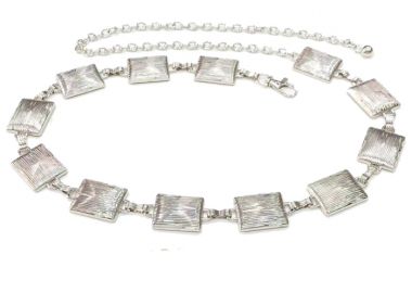 vintage μεταλλική ζώνη Square silver - PerfectDress.gr - 