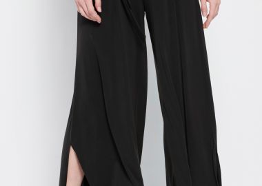 Wide leg cropped παντελόνι με ελαστική μέση - FUNKY BUDDHA - 