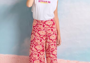 Wide leg εμπριμέ παντελόνα από βισκόζη - FUNKY BUDDHA - 