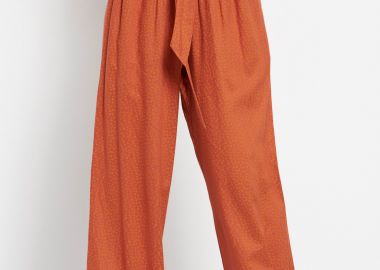 Wide leg εμπριμέ παντελόνα με ελαστική μέση - FUNKY BUDDHA - 