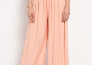 Wide leg fit παντελόνα από βισκόζη με ελαστική μέση - FUNKY BUDDHA - 