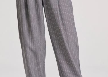 Wide leg fit ριγέ casual παντελόνι - FUNKY BUDDHA - 