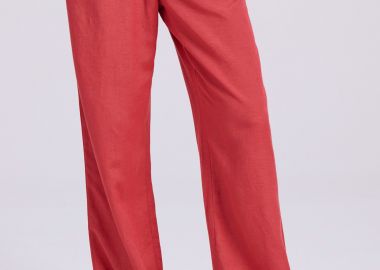 Wide leg linen blend παντελόνα με μονή πιέτα - FUNKY BUDDHA - 