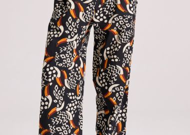 Wide leg παντελόνα με exotic τύπωμα - FUNKY BUDDHA - 