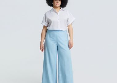 Wide-leg παντελόνα με λεπτή ρίγα - MAT FASHION - 