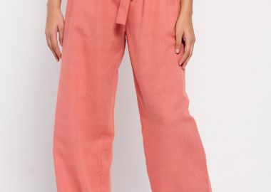 Wide leg παντελόνα με λινό - FUNKY BUDDHA - 