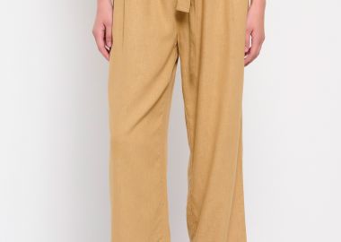 Wide leg παντελόνα με λινό - FUNKY BUDDHA - 