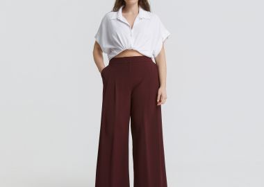 Wide-leg παντελόνι με πιέτες - MAT FASHION - 