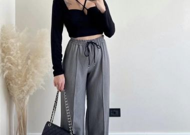 Wide Leg Pants Mimo Γκρι - Amelie's - 