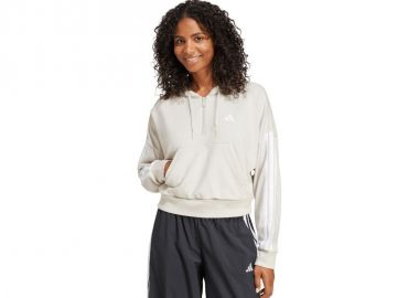 Women's adidas Essentials 3Stripes French Terry QuarterZip Hoodie Beige JN1958 - adidas performance - 