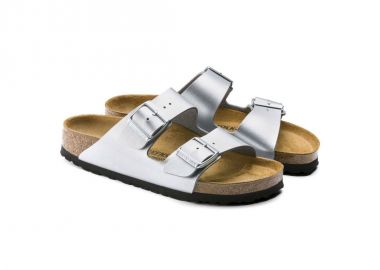 Women's Birkenstock Silver Arizona BirkoFlor Silver Regular FlipFlops Wide 1012282 - Birkenstock - 