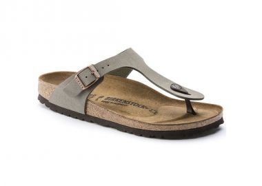 Women's graybeige Birkenstock Gizeh BirkoFlor Nubuck Stone regular wide 43391 - Birkenstock - 