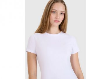 Women's slim plain T-shirt (2-pack) - Λευκό - 4f - 