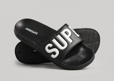 WOMEN'S SUPERDRY CORE VEGAN POOL SLIDERS ΜΑΥΡΟ - SUPERDRY - 
