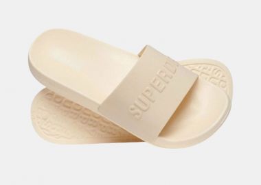 WOMEN'S SUPERDRY VEGAN LOGO POOL SLIDERS ΜΠΕΖ - SUPERDRY - 