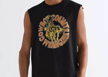 Wrangler® ανδρική αμάνικη μπλούζα με graphic print Relaxed Fit - 112377993 Μαύρο - WRANGLER - 