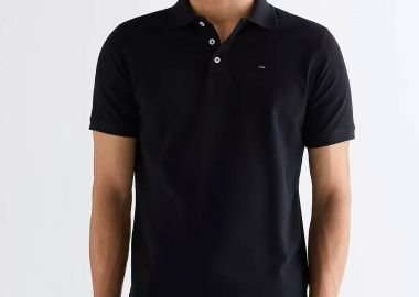 Wrangler® ανδρική μπλούζα πόλο με λογότυπο Regular Fit - 112378426 Μαύρο - WRANGLER - 