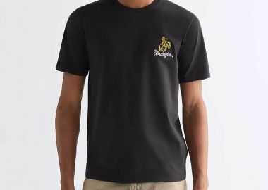 Wrangler® ανδρικό T-shirt με κέντημα Regular Fit - 112377985 Μαύρο - WRANGLER - 