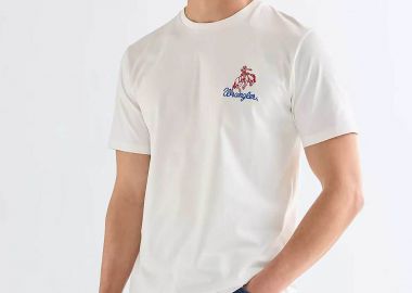 Wrangler® ανδρικό T-shirt με κέντημα Regular Fit - 112377987 Λευκό - WRANGLER - 