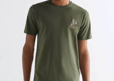 Wrangler® ανδρικό T-shirt με κέντημα Regular Fit - 112377989 Χακί - WRANGLER - 