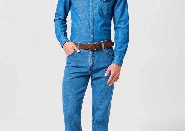 Wrangler® ανδρικό τζιν παντελόνι πεντάτσεπο με logo patch 