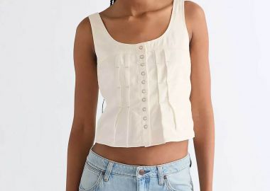 Wrangler® γυναικεία μπλούζα αμάνικη με σούρες Slim Fit - 112378135 Λευκό - WRANGLER - 