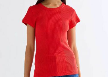 Wrangler® γυναικείο T-shirt ribbed Slim Fit 