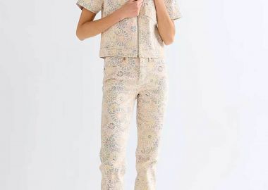 Wrangler® γυναικείο τζιν παντελόνι πεντάτσεπο με floral print Bootcut Fit - 112378169 Μπεζ - WRANGLER - 