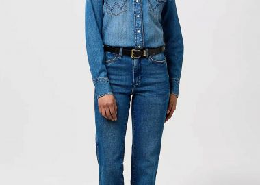 Wrangler® γυναικείο τζιν παντελόνι πεντάτσεπο Straight Fit - 112371166 Denim Blue - WRANGLER - 