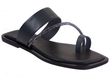 Xaris Kazakos Γυναικεία Παπούτσια Πέδιλα 1507 Μαύρο Δέρμα - Xaris Kazakos - 