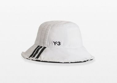 Y-3 Ανδρικό Λευκό Stripes Bucket Hat - Y-3 - 