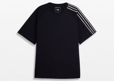 Y-3 Ανδρικό Μαύρο Raw Edge 3 Stripes T-Shirt - Y-3 - 