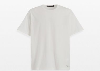YOHJI YAMAMOTO Ανδρικό Λευκό Logo Print T-Shirt - YOHJI YAMAMOTO - 
