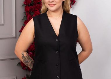 YUMA Γυναίκειο γιλέκο με κουμπιά μαύρο big size - SOU - 